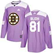 Adidas Anton Blidh Boston Bruins Men's Authentic Fights Cancer Practice Jersey - Purple