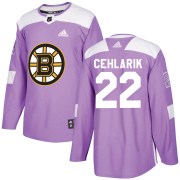 Adidas Peter Cehlarik Boston Bruins Men's Authentic Fights Cancer Practice Jersey - Purple