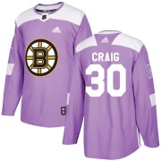 Adidas Jim Craig Boston Bruins Men's Authentic Fights Cancer Practice Jersey - Purple