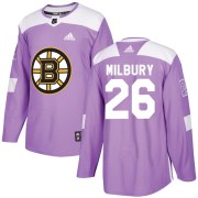 Adidas Mike Milbury Boston Bruins Men's Authentic Fights Cancer Practice Jersey - Purple