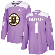 Adidas Jeremy Swayman Boston Bruins Men's Authentic Fights Cancer Practice Jersey - Purple