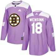 Adidas John Wensink Boston Bruins Men's Authentic Fights Cancer Practice Jersey - Purple