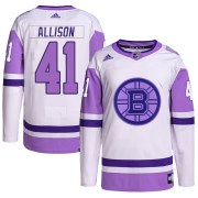 Adidas Jason Allison Boston Bruins Men's Authentic Hockey Fights Cancer Primegreen Jersey - White/Purple