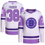 Adidas Jesper Froden Boston Bruins Men's Authentic Hockey Fights Cancer Primegreen Jersey - White/Purple