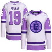 Adidas Dave Poulin Boston Bruins Men's Authentic Hockey Fights Cancer Primegreen Jersey - White/Purple