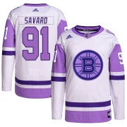 Adidas Marc Savard Boston Bruins Men's Authentic Hockey Fights Cancer Primegreen Jersey - White/Purple