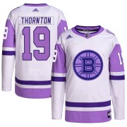 Adidas Joe Thornton Boston Bruins Men's Authentic Hockey Fights Cancer Primegreen Jersey - White/Purple