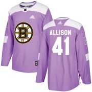 Adidas Jason Allison Boston Bruins Youth Authentic Fights Cancer Practice Jersey - Purple