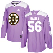 Adidas Erik Haula Boston Bruins Youth Authentic Fights Cancer Practice Jersey - Purple
