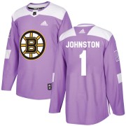 Adidas Eddie Johnston Boston Bruins Youth Authentic Fights Cancer Practice Jersey - Purple