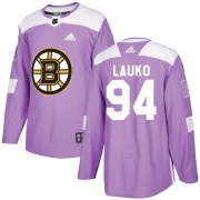 Adidas Jakub Lauko Boston Bruins Youth Authentic Fights Cancer Practice Jersey - Purple