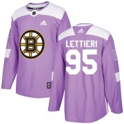 Adidas Vinni Lettieri Boston Bruins Youth Authentic Fights Cancer Practice Jersey - Purple