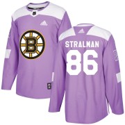 Adidas Anton Stralman Boston Bruins Youth Authentic Fights Cancer Practice Jersey - Purple