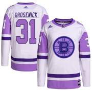 Adidas Troy Grosenick Boston Bruins Youth Authentic Hockey Fights Cancer Primegreen Jersey - White/Purple