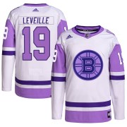 Adidas Normand Leveille Boston Bruins Youth Authentic Hockey Fights Cancer Primegreen Jersey - White/Purple