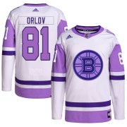 Adidas Dmitry Orlov Boston Bruins Youth Authentic Hockey Fights Cancer Primegreen Jersey - White/Purple