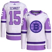 Adidas Milt Schmidt Boston Bruins Youth Authentic Hockey Fights Cancer Primegreen Jersey - White/Purple