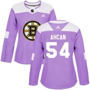 Adidas Jack Ahcan Boston Bruins Women's Authentic Fights Cancer Practice Jersey - Purple