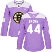 Adidas Josh Brown Boston Bruins Women's Authentic Fights Cancer Practice Jersey - Purple