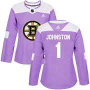 Adidas Eddie Johnston Boston Bruins Women's Authentic Fights Cancer Practice Jersey - Purple