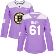 Adidas Rick Nash Boston Bruins Women's Authentic Fights Cancer Practice Jersey - Purple