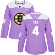 Adidas Bobby Orr Boston Bruins Women's Authentic Fights Cancer Practice Jersey - Purple