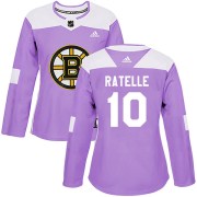 Adidas Jean Ratelle Boston Bruins Women's Authentic Fights Cancer Practice Jersey - Purple
