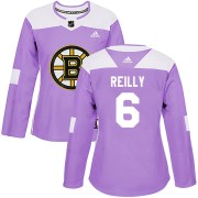 Adidas Mike Reilly Boston Bruins Women's Authentic Fights Cancer Practice Jersey - Purple