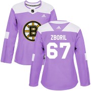 Adidas Jakub Zboril Boston Bruins Women's Authentic ized Fights Cancer Practice Jersey - Purple