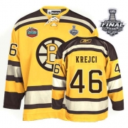 Reebok EDGE David Krejci Boston Bruins Authentic Winter Classic with Stanley Cup Finals Jersey - Yellow