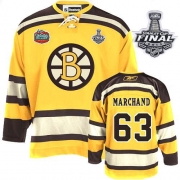 Reebok EDGE Brad Marchand Boston Bruins Authentic Winter Classic with Stanley Cup Finals Jersey - Yellow