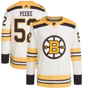 Adidas Andrew Peeke Boston Bruins Youth Authentic 100th Anniversary Primegreen Jersey - Cream