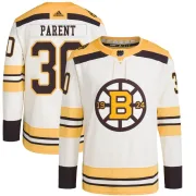 Adidas Bernie Parent Boston Bruins Men's Authentic 100th Anniversary Primegreen Jersey - Cream