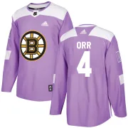Adidas Bobby Orr Boston Bruins Men's Authentic Fights Cancer Practice Jersey - Purple