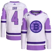 Adidas Bobby Orr Boston Bruins Men's Authentic Hockey Fights Cancer Primegreen Jersey - White/Purple