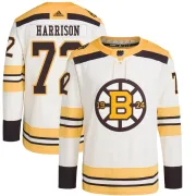 Adidas Brett Harrison Boston Bruins Men's Authentic 100th Anniversary Primegreen Jersey - Cream