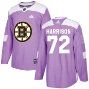 Adidas Brett Harrison Boston Bruins Youth Authentic Fights Cancer Practice Jersey - Purple