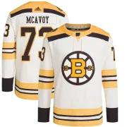 Adidas Charlie McAvoy Boston Bruins Men's Authentic 100th Anniversary Primegreen Jersey - Cream