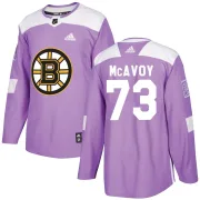 Adidas Charlie McAvoy Boston Bruins Youth Authentic Fights Cancer Practice Jersey - Purple