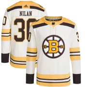 Adidas Chris Nilan Boston Bruins Men's Authentic 100th Anniversary Primegreen Jersey - Cream