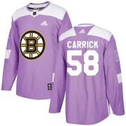 Adidas Connor Carrick Boston Bruins Youth Authentic Fights Cancer Practice Jersey - Purple