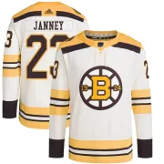 Adidas Craig Janney Boston Bruins Youth Authentic 100th Anniversary Primegreen Jersey - Cream