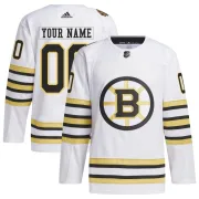 Adidas Custom Boston Bruins Men's Authentic Custom 100th Anniversary Primegreen Jersey - White