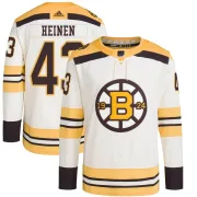 Adidas Danton Heinen Boston Bruins Men's Authentic 100th Anniversary Primegreen Jersey - Cream