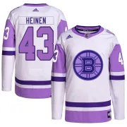 Adidas Danton Heinen Boston Bruins Men's Authentic Hockey Fights Cancer Primegreen Jersey - White/Purple
