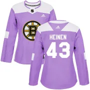 Adidas Danton Heinen Boston Bruins Women's Authentic Fights Cancer Practice Jersey - Purple