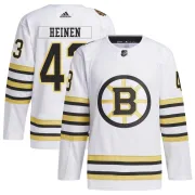 Adidas Danton Heinen Boston Bruins Youth Authentic 100th Anniversary Primegreen Jersey - White