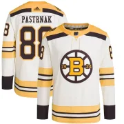 Adidas David Pastrnak Boston Bruins Men's Authentic 100th Anniversary Primegreen Jersey - Cream