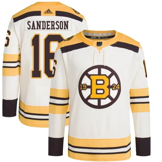 Adidas Derek Sanderson Boston Bruins Men's Authentic 100th Anniversary Primegreen Jersey - Cream