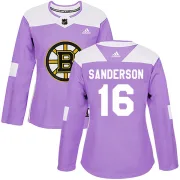 Adidas Derek Sanderson Boston Bruins Women's Authentic Fights Cancer Practice Jersey - Purple
